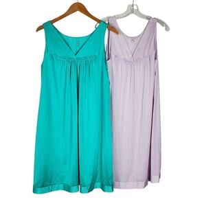 Lot Of 2 Vanity Fair Sleeveless Nylon Satin Nightgown Size M V-neck Nightie